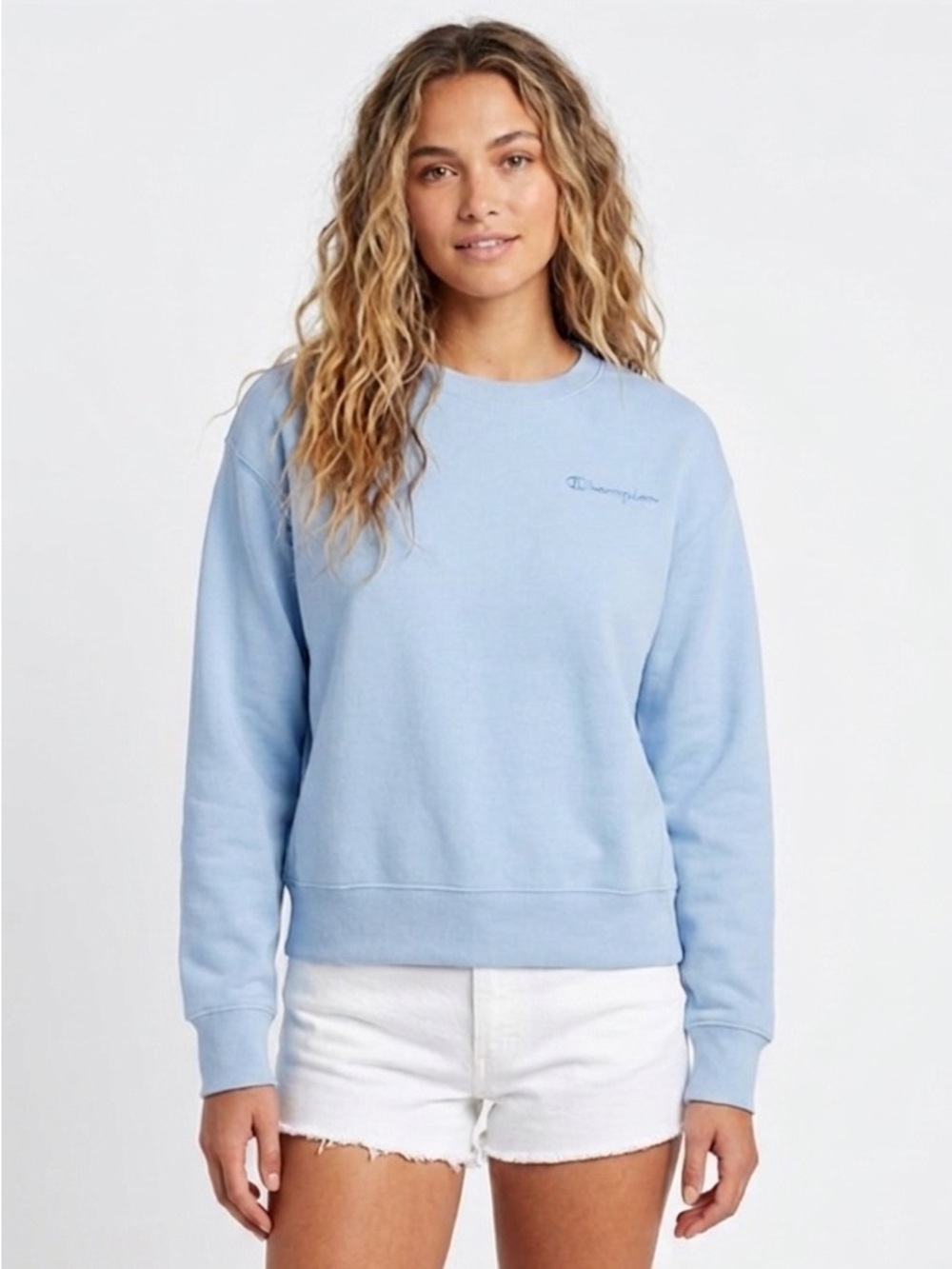 Champion Light Blue French Terry Crewneck Sweatshirt